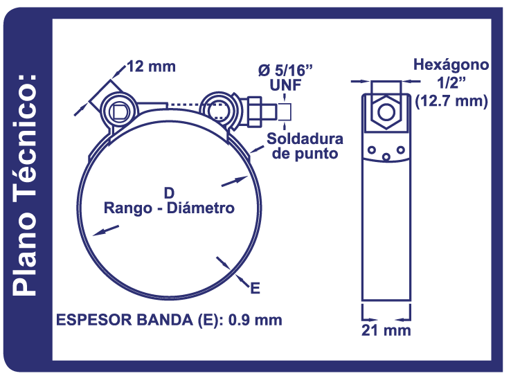 Abrazaderas Industrial Serie800 Plano Tecnico