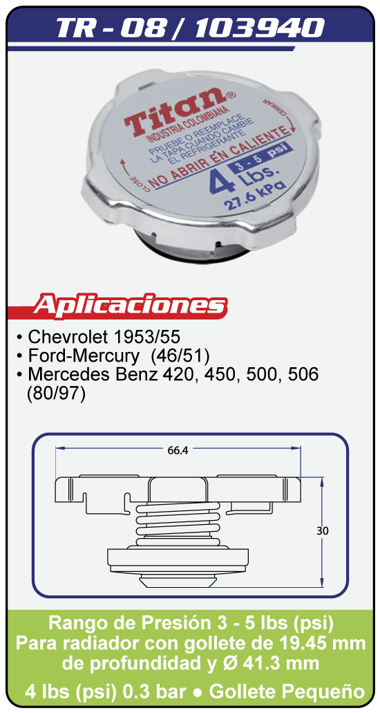 Tapas combustible sin llave TG 832 Plano Especificaciones 1
