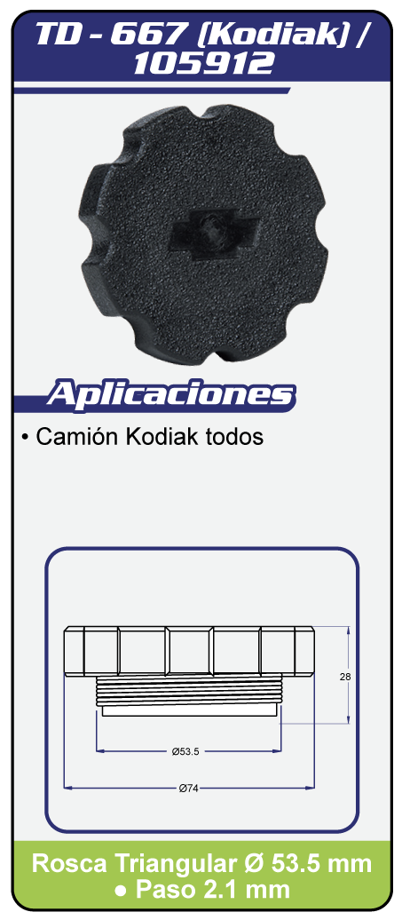 Tapas combustible sin llave TD 667 Plano Especificaciones