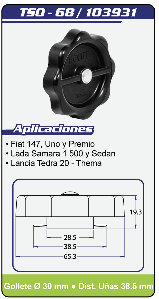 Tapas llenadodeaceite TSO 68 Plano Especificaciones